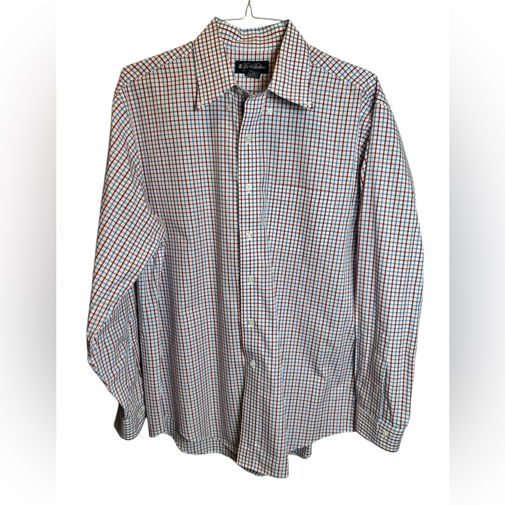 Brooks Brothers Red White Blue Check Button Down Size Large